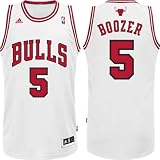 Men's Carlos Boozer #5 Chicago Bulls NBA Swingman Basketball Jersey by Adidas (White-Red)(Size=LARGE)
