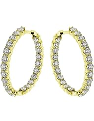 10.00 CT Diamond Inside/Outside Hoop Earrings in 14k Yellow Gold