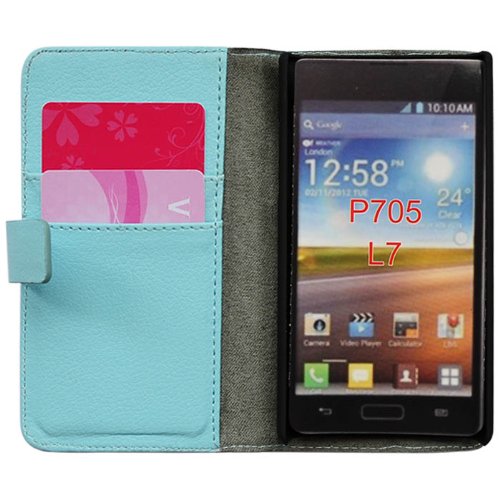 Bfun Packing Light Blue Card Slot Wallet Leather Cover Case For LG OPTIMUS L7 P705/P705G/700
