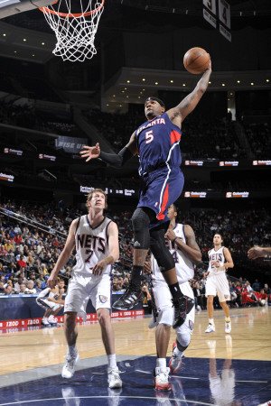 Atlanta Hawks v New Jersey Nets: Josh Smith Photographic Poster Print by David Dow, 12x18