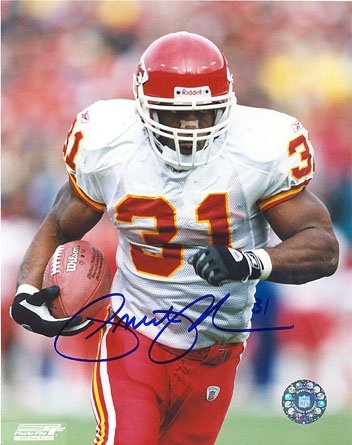 Priest Holmes Autographed/Hand Signed 8x10 Photo- Kansas City Chiefs
