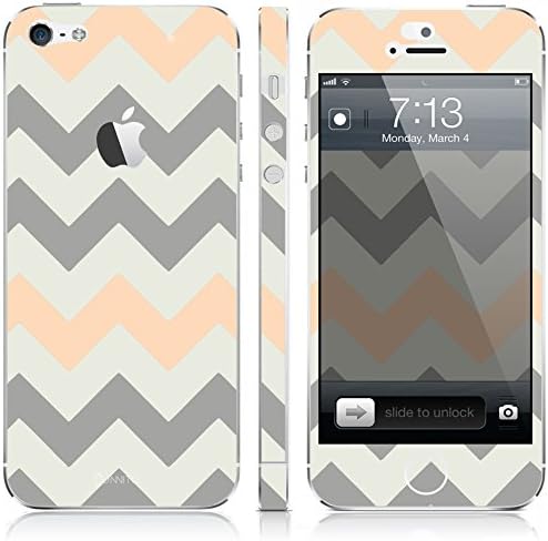 UnnitoTM iPhone 5 / 5S Skin [Full Body] *90 Day Warranty* Protective Vinyl Decal Cover [Custom] Wrap Sticker (Chevron Peach)