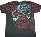 Bones & Roses Skull T-Shirt by Liquid Blue 100% Cotton Teens & Adults Shirt