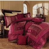 Review   / 11pc Queen Bed in a Bag Burgundy Lexington *Luxury*Comforter Set-1000tc Sheet Set Included