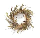 Melrose Natural Woodland Brown Tones  Wreath With  Frosted Cones and  Berry Accents, Measures 20-Inch