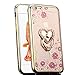 iPhone 6S Plus Case, CaseUp Glitter Crystal Heart Floral Series - Slim Luxury Bling Rhinestone Clear TPU Case With Ring Stand For iPhone 6S/ 6 Plus (5.5 Inch)