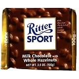 Ritter Sport, Milk Chocolate with Whole Hazelnuts, 3.5-Ounce Bars (Pack of 10)