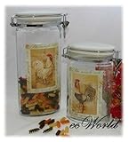 Rustic Rooster Collection 2 Piece Glass Canister Set