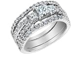 Three Stone Princess Cut Diamond Engagement Ring & Wedding &