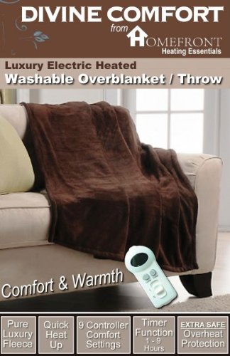 Homefront Pure Luxury Soft Washable Electric Heated Chocolate Throw (160 x 130 cms)
