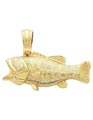 14K Yellow Gold Bass Pendant -- LIFETIME WARRANTY