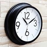 Classic Library Non-Ticking Silent Wall Clock (Black)
