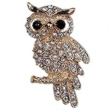 Yazilind Jewelry Gold Plated Full Inlay Crystal Cute Owl Brooches and Pins for Wedding Party thumbnail