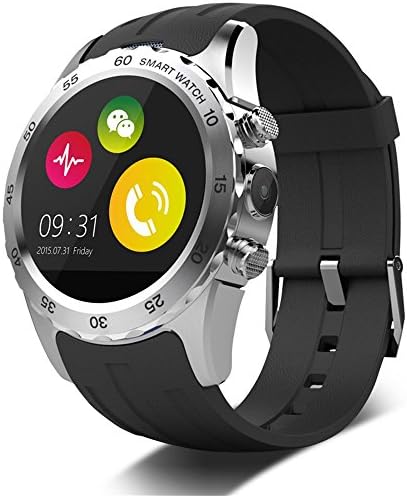 Witmood KW08 smartwatch 1.22 Inch HD IPS LCD Circular Touch Screen support sim card watch bluetooth (sliver with black)