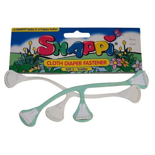 Snappi Cloth Diaper Fasteners - Toddler Size 2 - Pack of 2 (Mint Green, White)