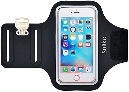 Suliko Sports &amp; Running Armband, Soft Lycra, Super Comfort Fit, Sweat Resistant (Black, Armband for iPhone 6 Plus/6S Plus, Samsung Note 4/5)