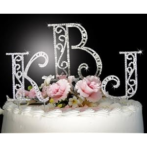 Swarovski Crystal Monogram Cake Toppers Roman Style