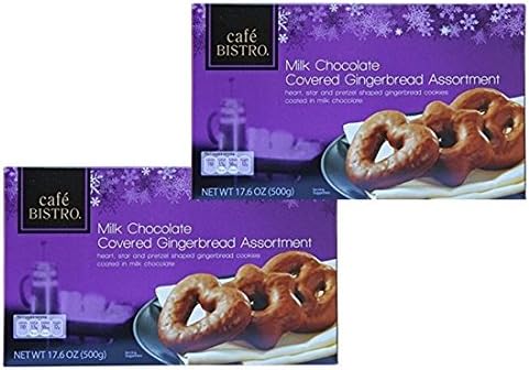 Cafe Bistro Milk Chocolate Covered Gingerbread Assortment 17.6 Oz (500g)(2 Pack)