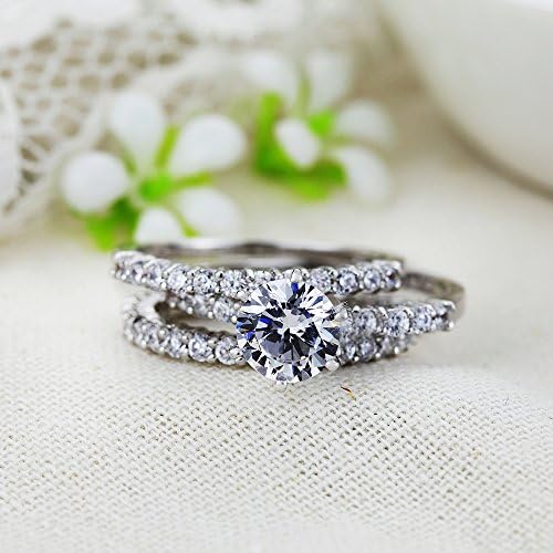 Gewei 3pcs/1 Women's Plated Jewelry 1.75ct Swiss Zircon Ring 0832 (5.5)