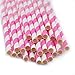 25 Paper Drinking Straws Baby Pink Stripes 7.75 Retro Vintage Style Durable by VvW(TM)