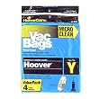 Hoover WindTunnel Type Y Micro Clean Vacuum Bags made by Home Care - 4 pack - Free Shipping