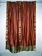 2 Peach Golden Border Art Silk Sari Curtains Drape Panels Window Dressing 84"