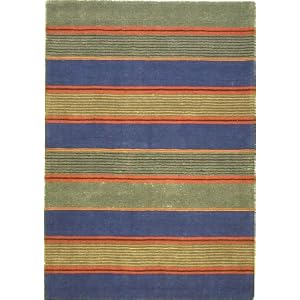 5'7 x 7'10 Blue Hand Tufted Wool Gabbeh Rug