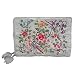 Silky Embroidered Brocade Jewelry Travel Organizer Roll Pouch - Silver Grey
