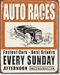 Vintage Auto Races Tin Sign