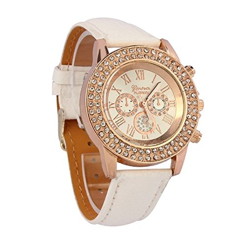 Bracelet Watch,Vovotrade Vogue Women Crystal Dial Quartz Analog Leather Watch White
