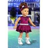 Ice Skating Queen - Outfit includes a Purple Leotard with Ruffle Skirt, Decorative Head Band and White Skates. Fits 18 inch American Girl dolls.