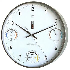 Bai Design BAI.884.WW Modernist Modern Wall Clock with Weather Station - White