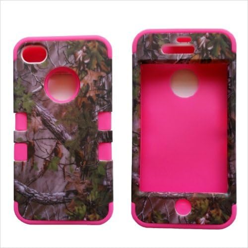 3 in 1 Green Camo With Pink Gel Realtree Hunting Camouflage High Impact Shock Defender Plastic Outside With Silicone Inside 3 in1 2D Hard Case Phone Cover