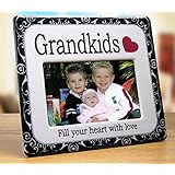 Grandkids Picture Frame - Ceramic Picture Frame Fits a 4" X 6" Photo - Grandkids Fill You Heart with Love - Gift for Grandparents - Grandma Gift - Grandchildren Picture Frame