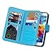 S5 Case, Galaxy S5 Case - EgraceTM 9 Card Slot PU Leather Wallet Case 2 in 1 Magnetic Detachable Back Cover Flip Folio Wallet Magent Case with Strap for Galaxy S5 (2014) (Blue)