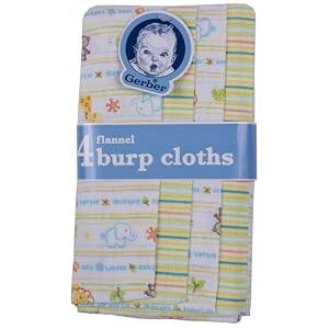 Gerber 4 Pack Flannel Burpcloth Set (Neutral)