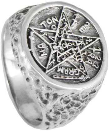 Sterling Silver Large Tetragrammaton Protection Pentacle Signet Ring
