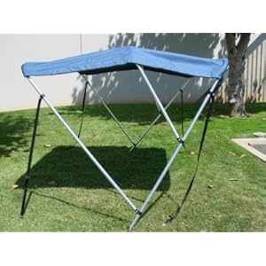 Tms 3 BOW Bimini Top Frame Boat Cover 6L x 54"H x 79-84"W Navy Blue with Mounting Hardware and Zipper Boot