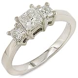 Three Stone Princess Cut Diamond Ring 3/4ctw (IJ/I1) in White Gold