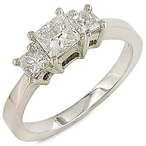 Three Stone Princess Cut Diamond Ring 3/4ctw (IJ/I1) in White Gold