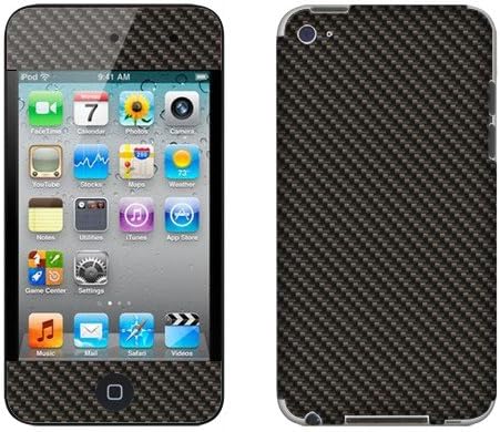 Fincibo (TM) Apple iPod Touch 4 4th Generation Accessories Skin Vinyl Decal Sticker - Carbon Fiber