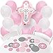 Little Miracle Girl Pink & Gray Cross - Confetti and Balloon Party Decorations - Combo Kit