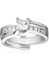 Kobelli 1 cttw Princess-Cut Diamond 14k White Gold Wedding Ring Set