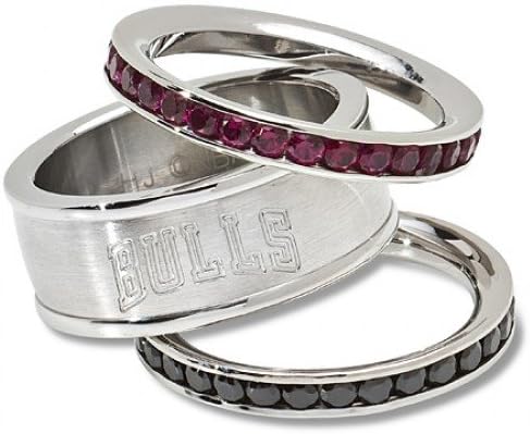 Womens Chicago Bulls Cubic Zirconia Stacked Ring Set