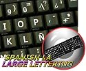 SPANISH LATIN AMERICAN LARGE UPPER CASE KEYBOARD STICKERS NON-TRANSPARENT ON BLACK BACKGROUND FOR DESKTOP, LAPTOP AND NOTEBOOK