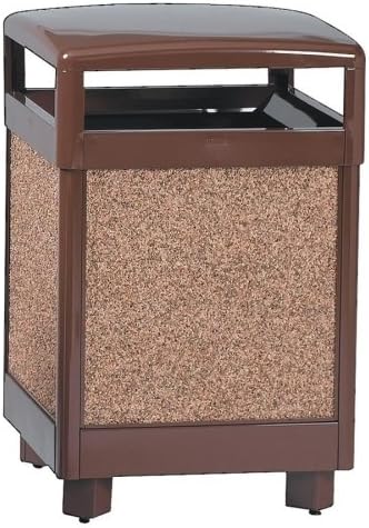 United Receptacle Hinge Top Litter Receptacle - 38 gal Capacity - Square - 40" Height x 26" Width x 26" Depth - Steel - Brown