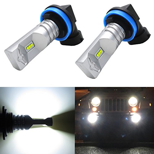 Alla Lighting High Power CSP SMD H11 H8 Extremely Super Bright 6000K Xenon White LED Lights Bulbs Best for Replacing Fog Light Lamps