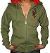 SHMACK Vicious Mens Zip Up Logo Hoodie Hooded Sweatshirt Jacket Shirt Army Green