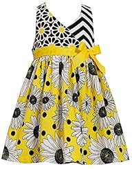 Girls Summer Cotton/Polyester/Spandex Applique Ruched Halter Chevron Print  Dress