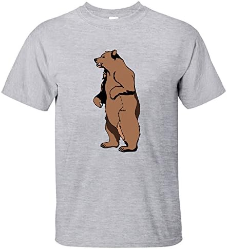 Fuyi Men's Grizzly Bear Standing Soft Cotton T-Shirt grey S